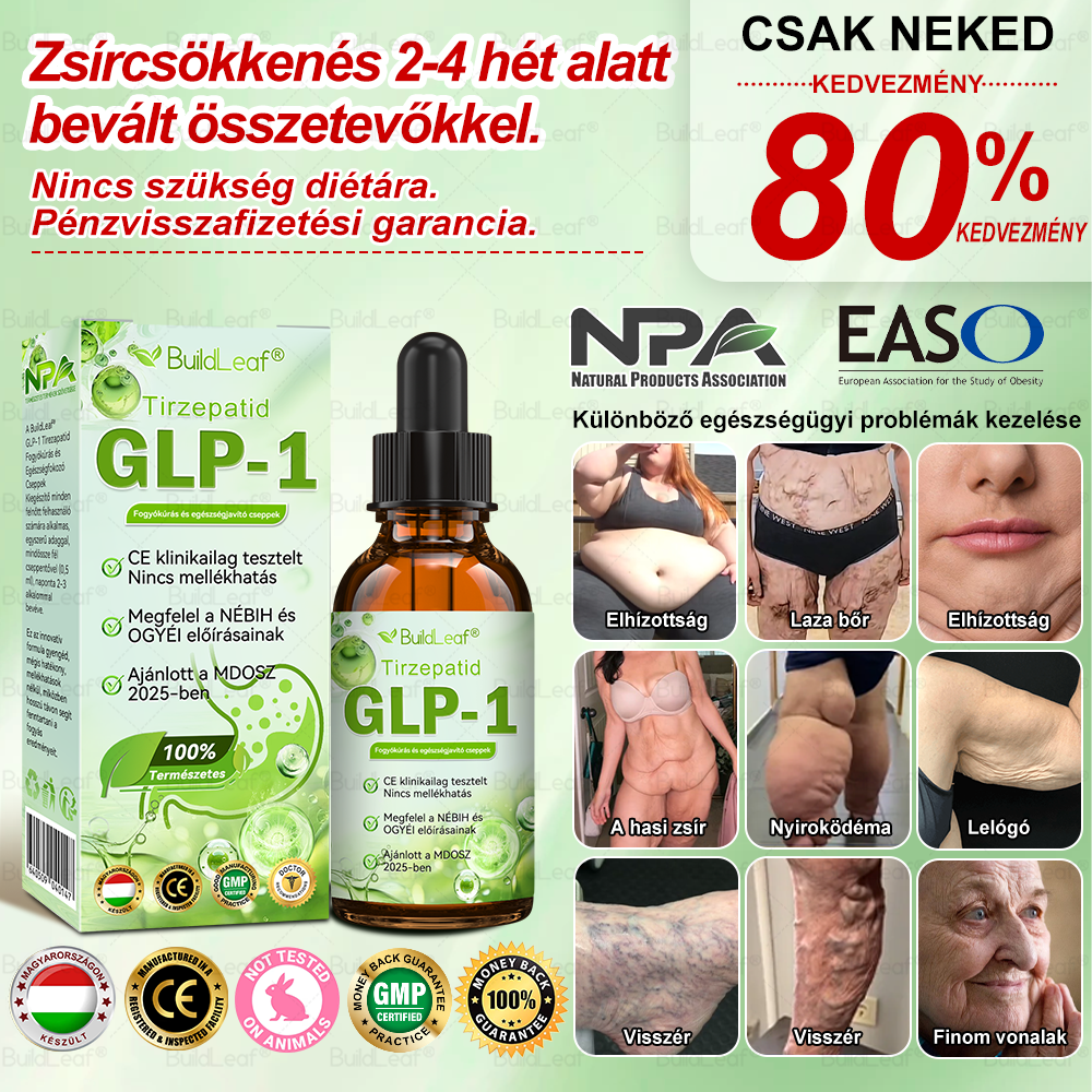 Fabricación y transporte en Hungría🌿🌿 BuildLeaf® Tirzepatid GLP-1 Fogyókúrás és egészségjavitó cseppek🔥🔥 ¡ÚLTIMO DÍA 80% DE DESCUENTO!